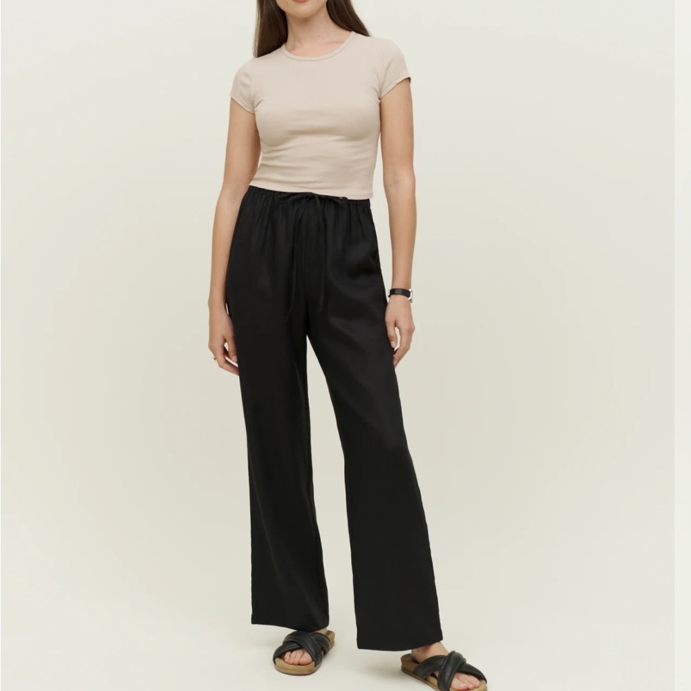 Reformation olina linen pants black, new without tags